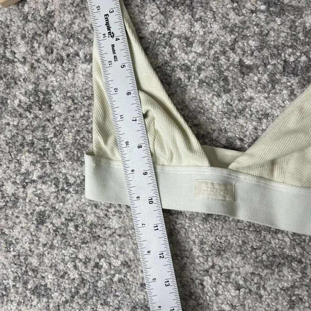 SKIMS‎ Bralette Womens XS Light Green Triangle Bra Ribbed Adjustable Hook Eye - Picture 3 of 8